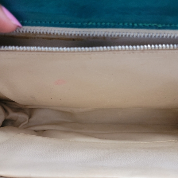 VTG 80s Barbara Bolan Made In Italy Leather Crossbody Clutch Purse Green - Picture 7 of 9